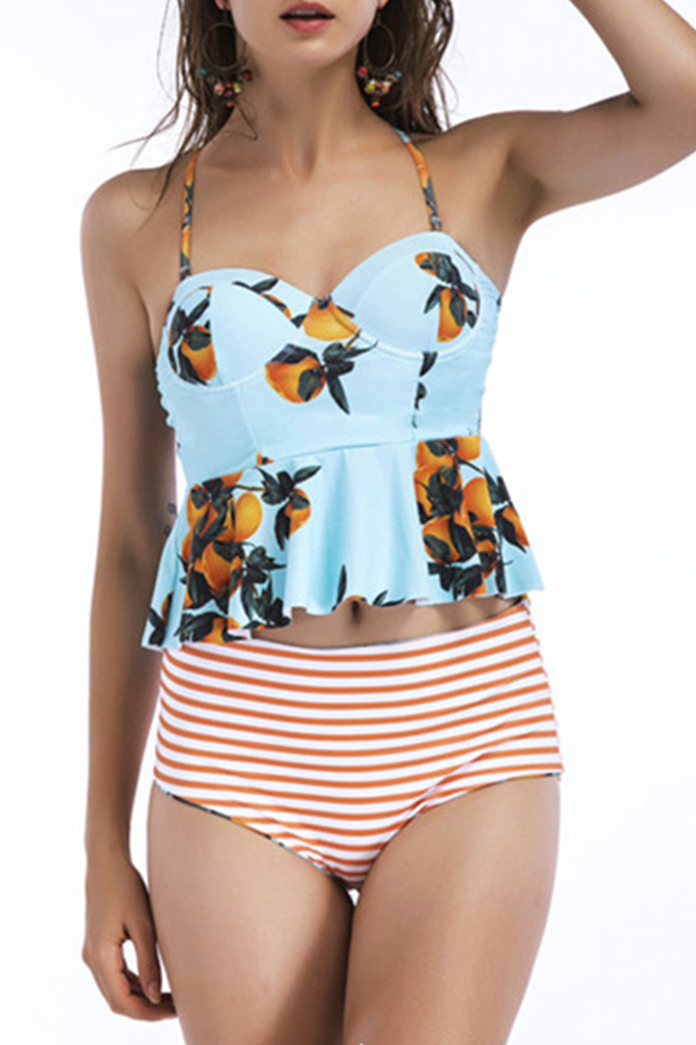 Iyasson Fresh Fruit Printing Falbala Tankini