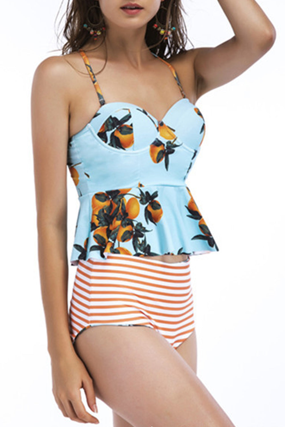 Iyasson Fresh Fruit Printing Falbala Tankini