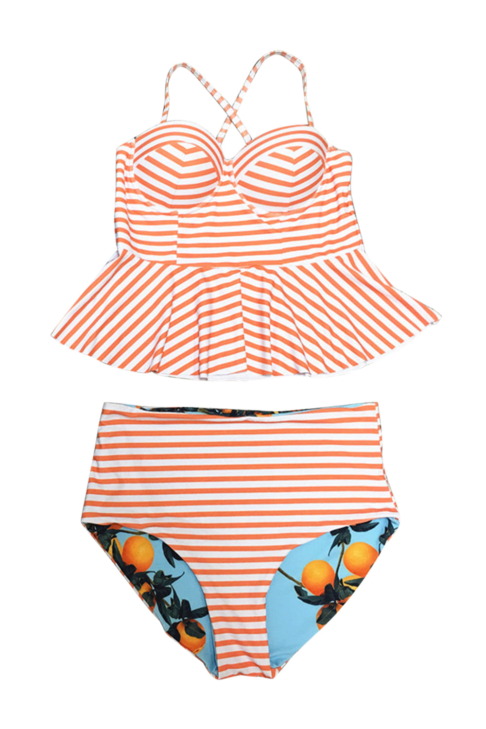 Iyasson Fresh Fruit Printing Falbala Tankini