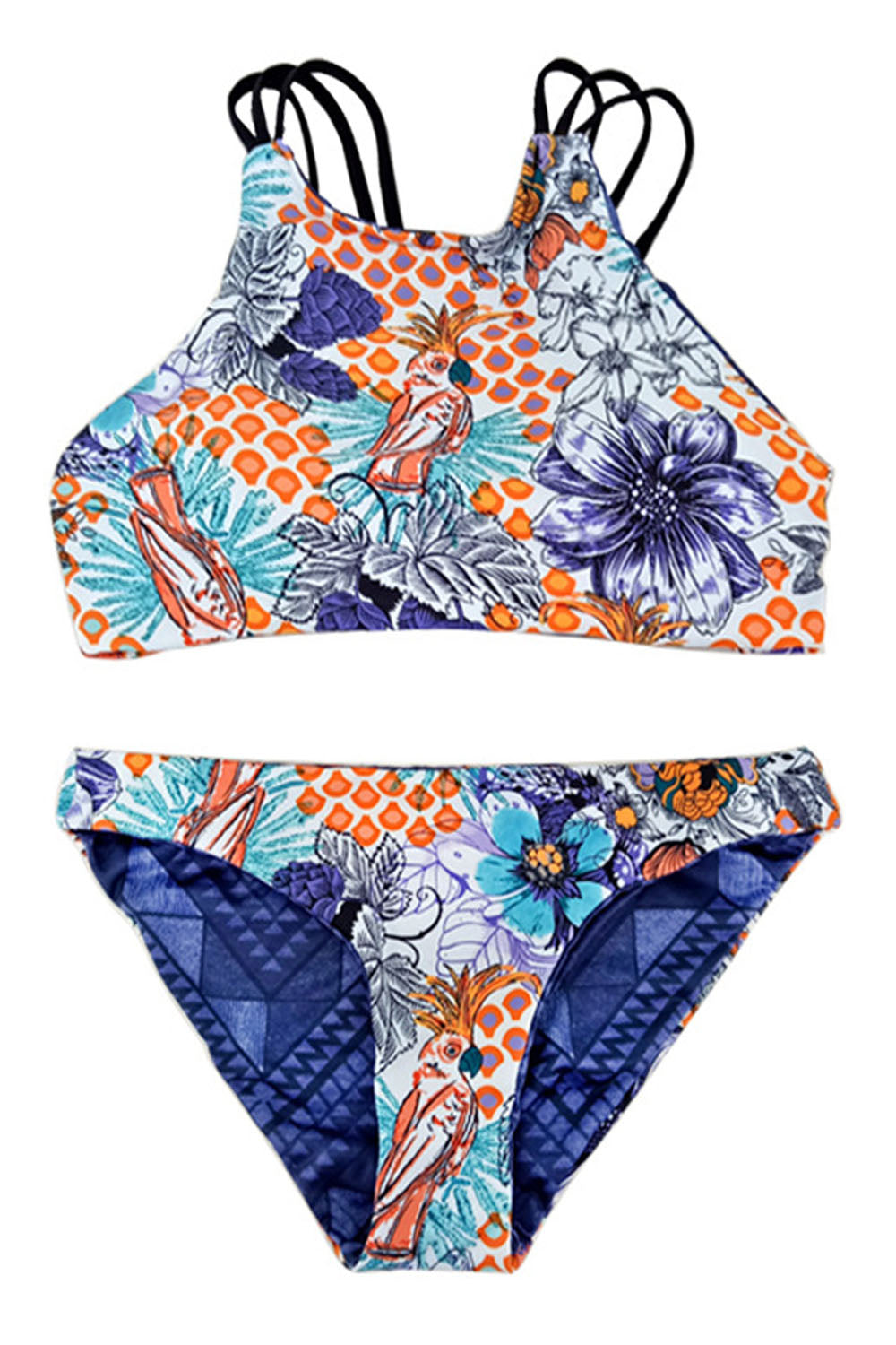 Iyasson floral printing High neck design  Bikini Set