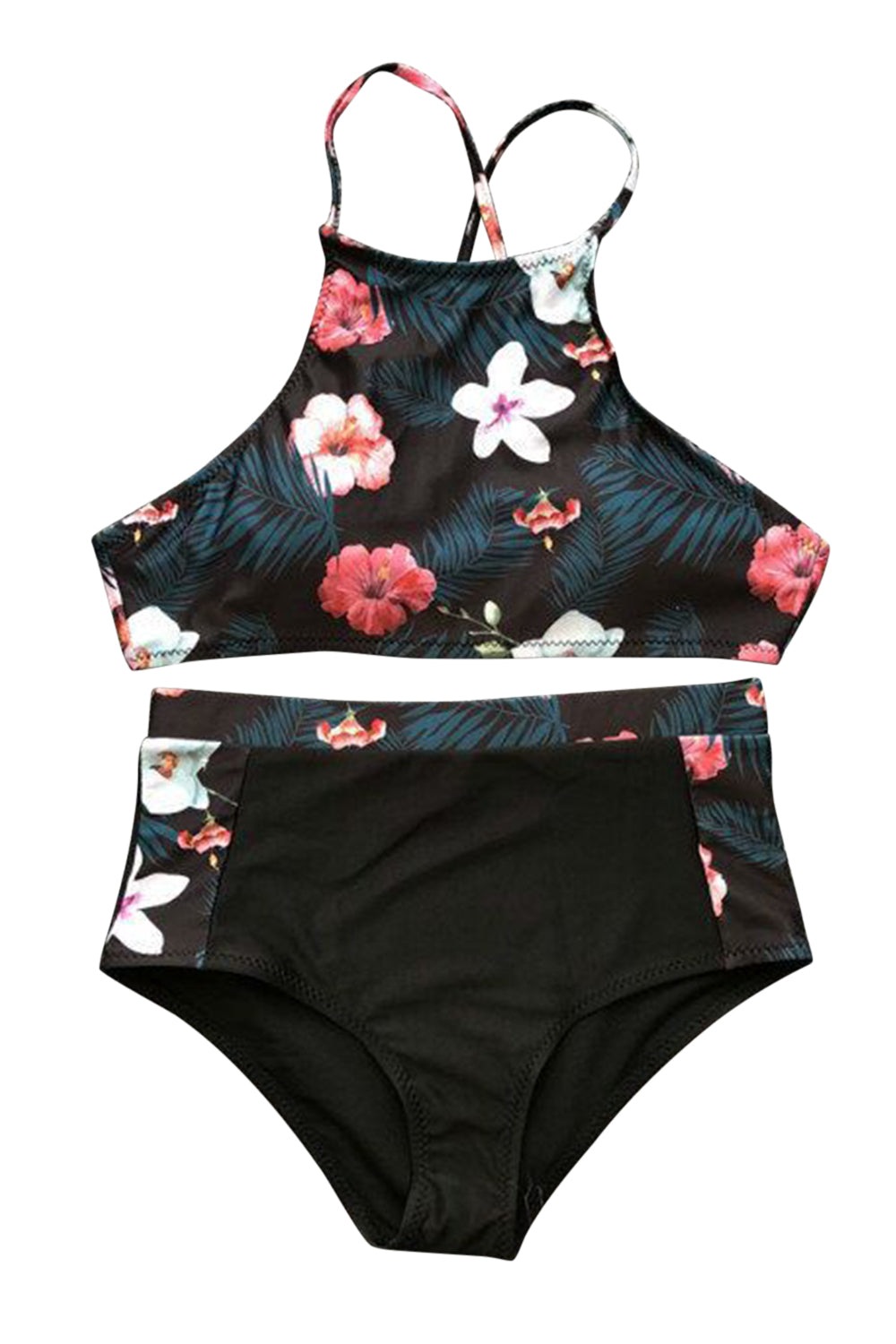 Iyasson Floral Printing High-Waisted Design Bikini Set