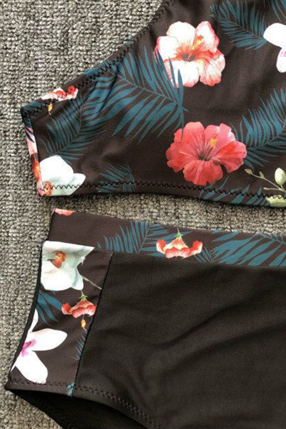 Iyasson Floral Printing High-Waisted Design Bikini Set