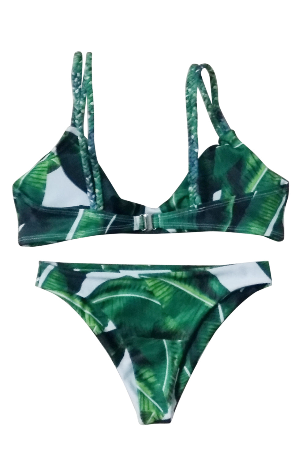 Iyasson Fresh Leaves Printing Two-piece Bikini Swimwear
