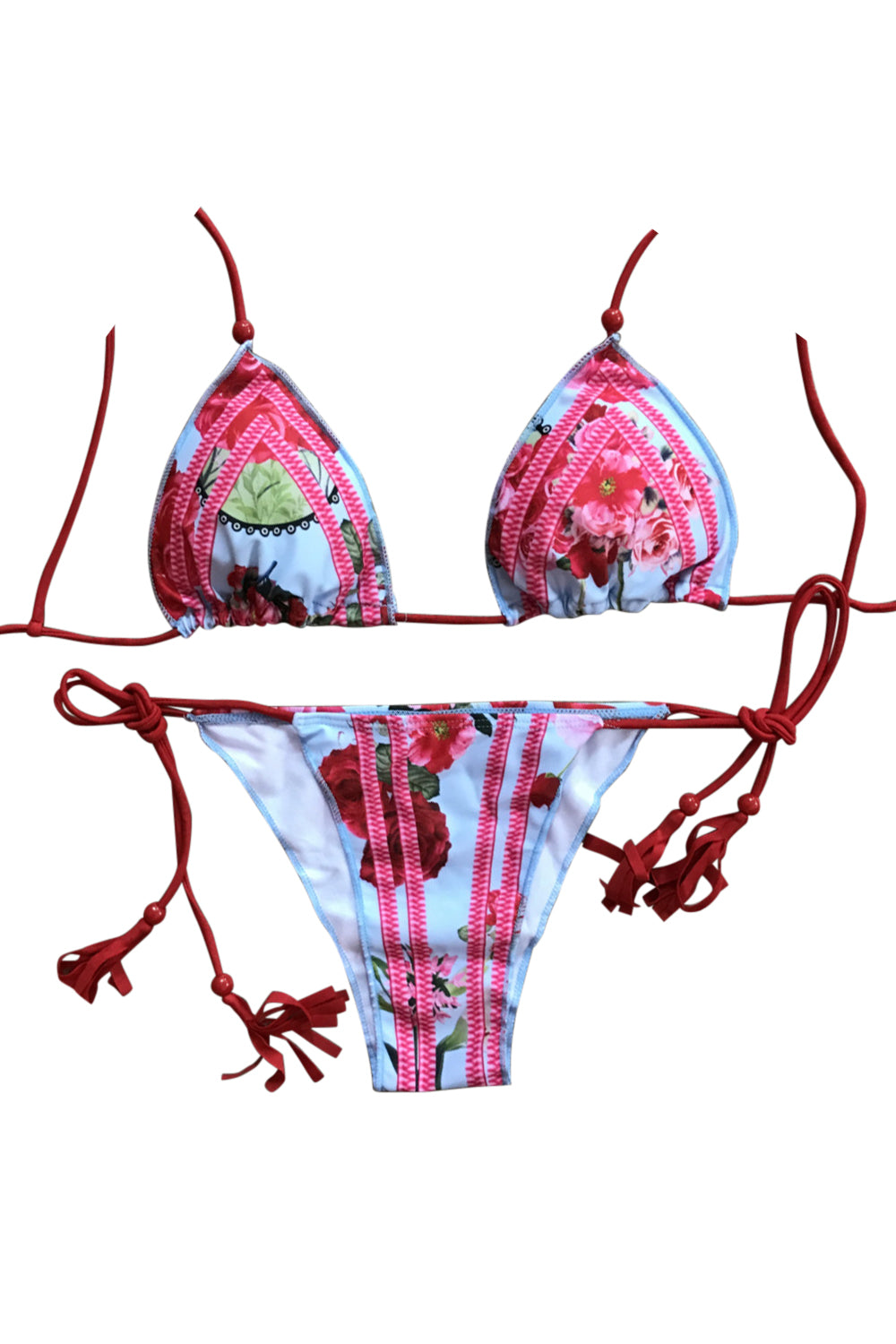 Iyasson Temptation Floral Print Triangle Top Bikini Set