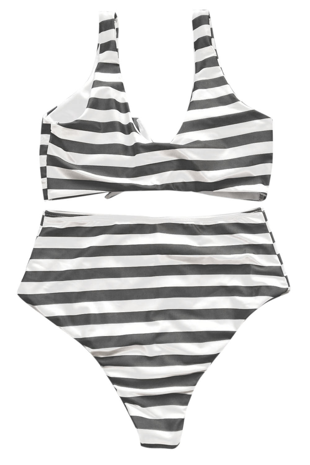Iyasson Stripe printing High-waisted fit Bikini Set