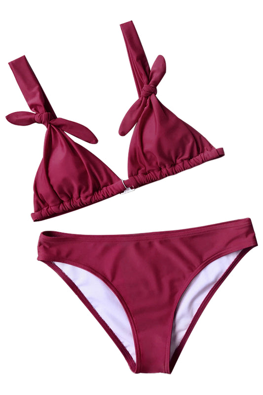 Iyasson Solid Color Triangle Cup Bikini Set