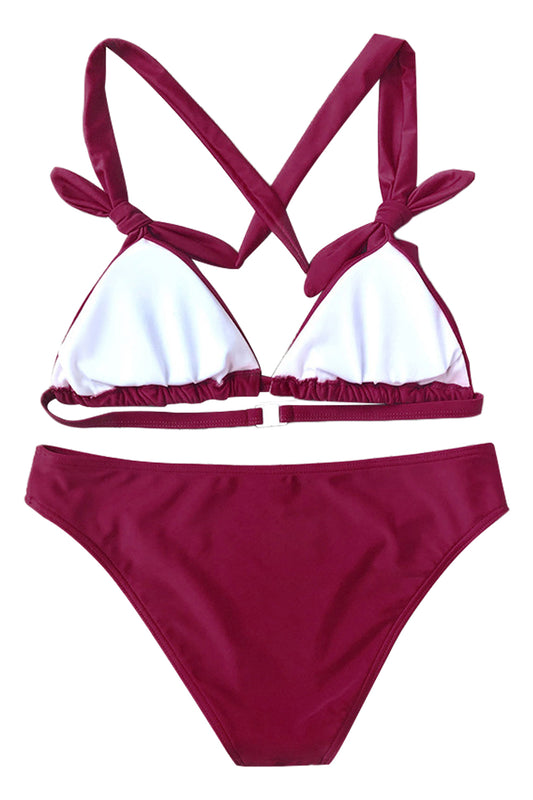 Iyasson Solid Color Triangle Cup Bikini Set