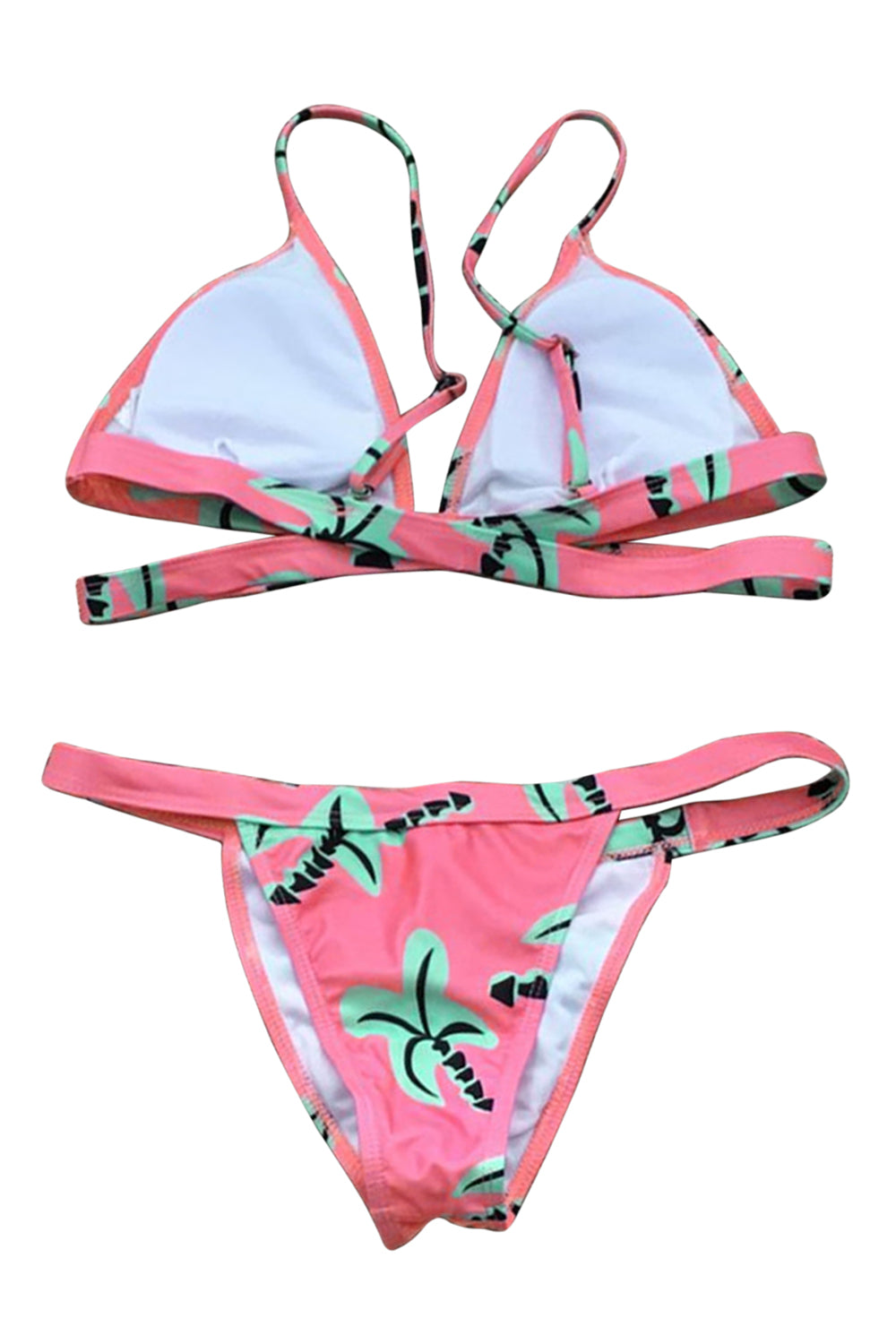 Iyasson Tropical Trees Printing Triangle Brazilian Bikini Set