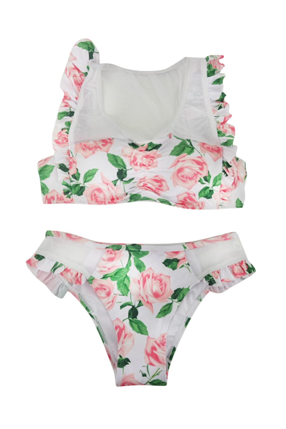 Iyasson Pink Floral Printing Two-piece Swimwear