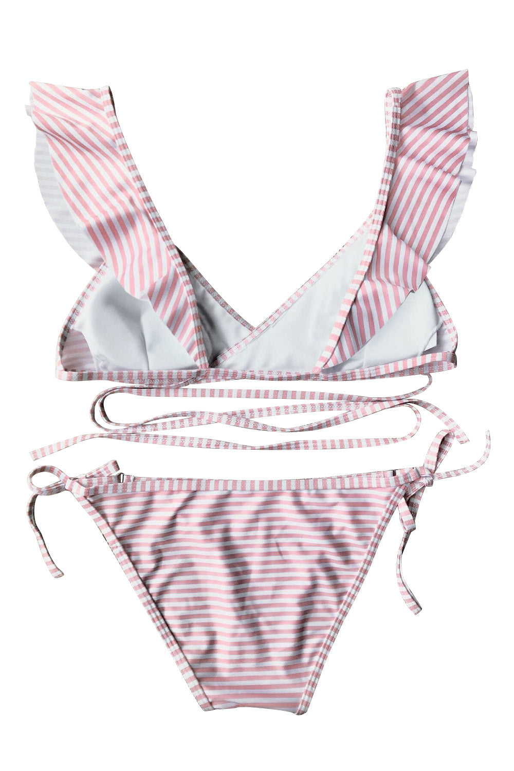 Iyasson Breezy Pink Stripe Printing Bikini Set