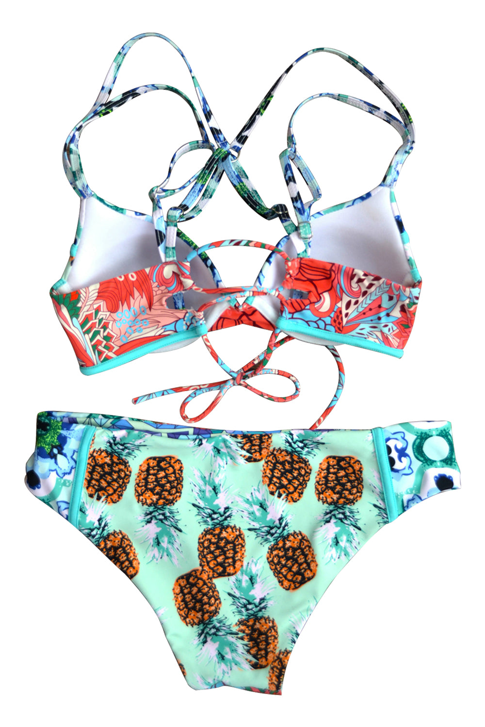 Iyasson Pineapple Printing With Reversible Bottom Bikini Set