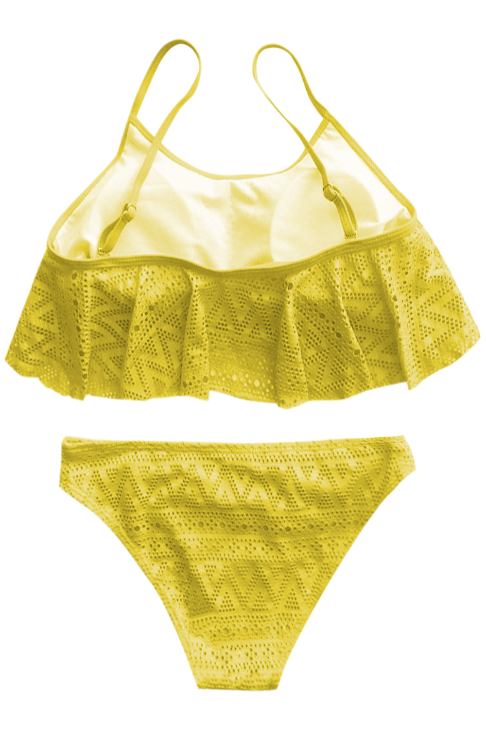 Iyasson Crochet Lace Falbala Bikini Set