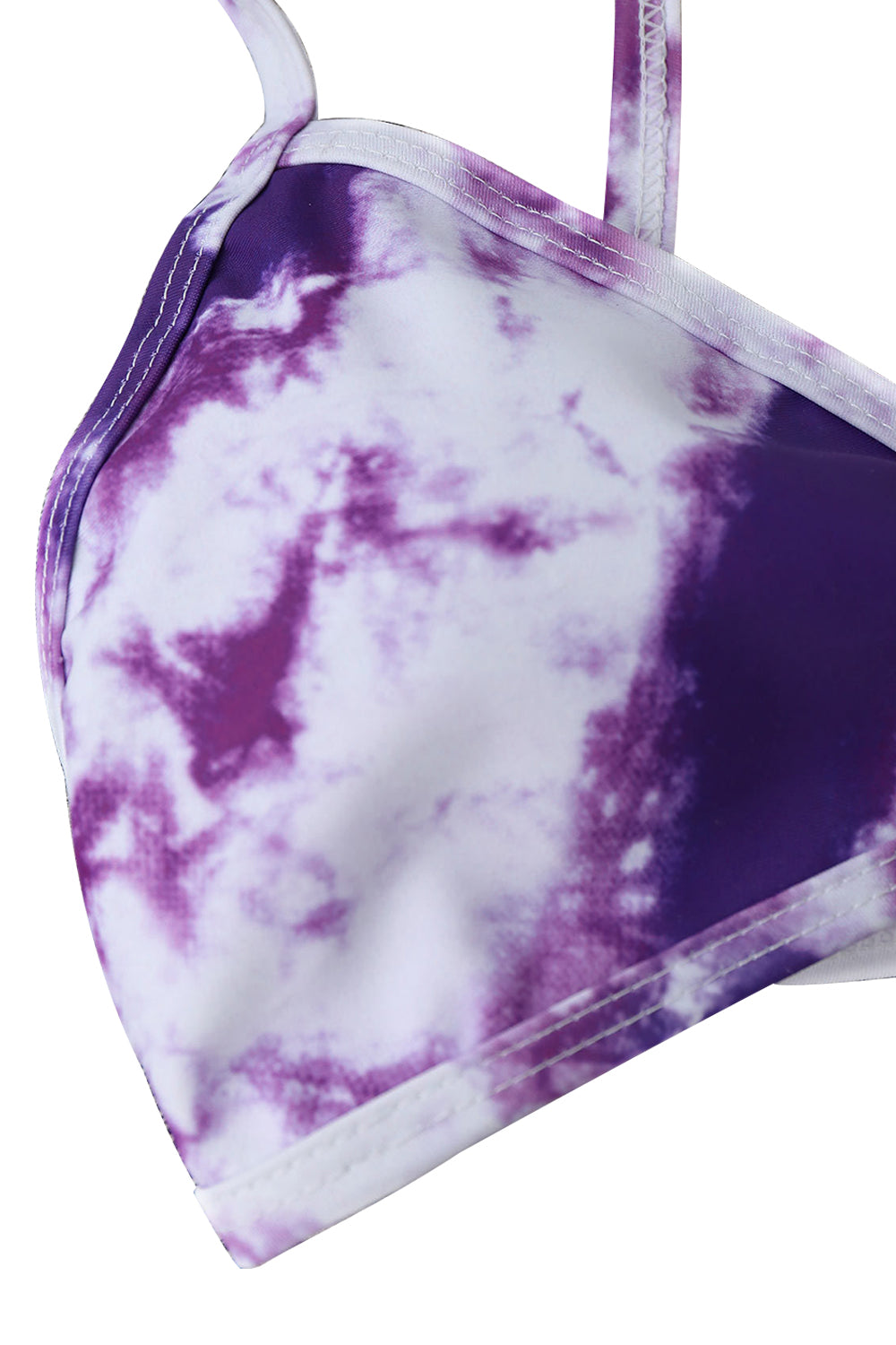 Iyasson Purple Tie-dyed Print Bikini Set
