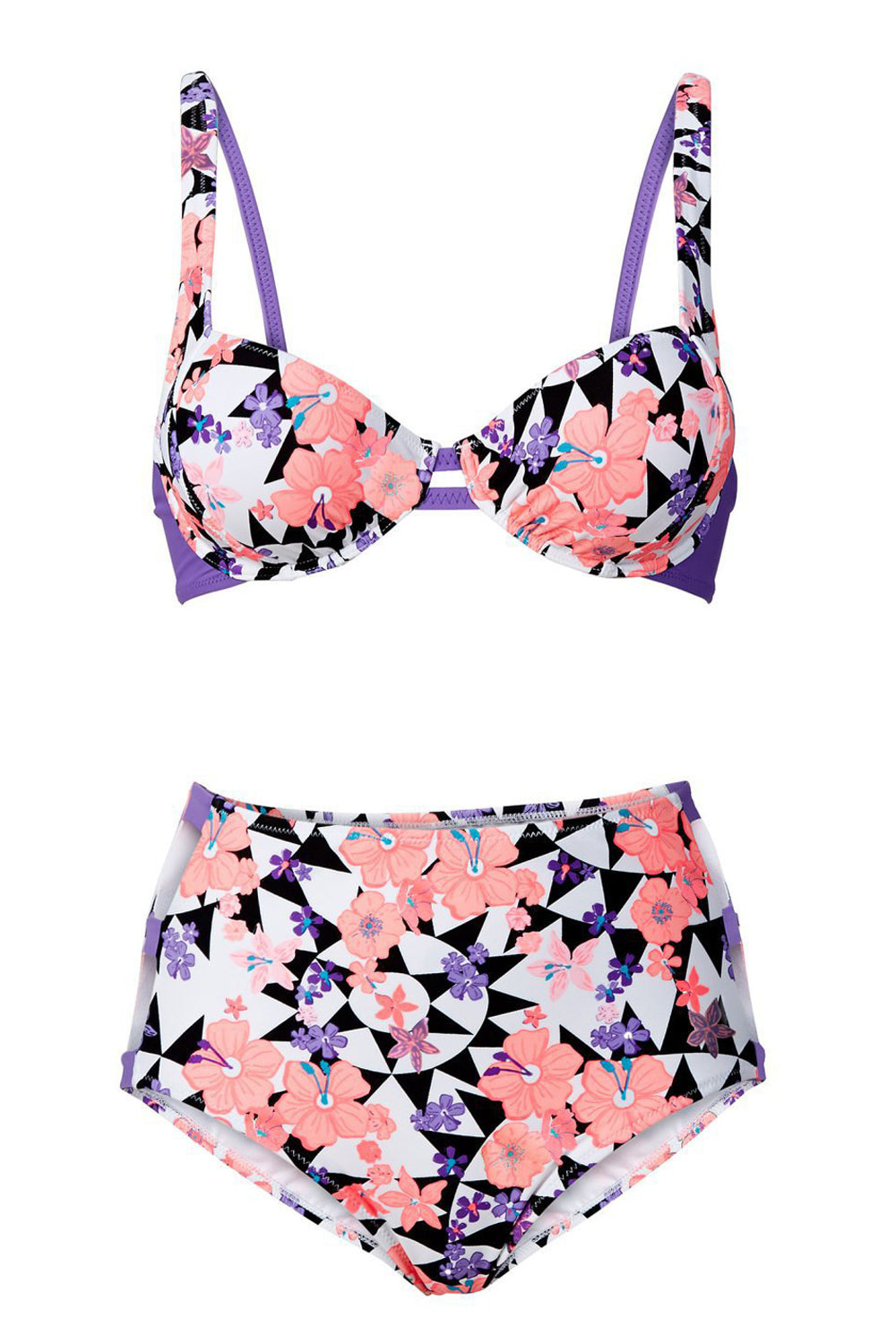 Iyasson Summer Beach Colorful Flower Printing Bikini Set