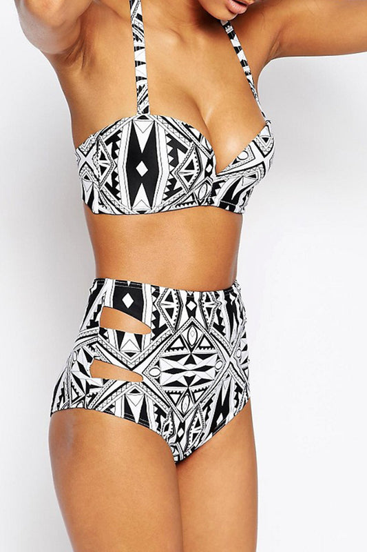 Iyasson Drizzle Bohemia Print With High-waisted fit Bikini Set