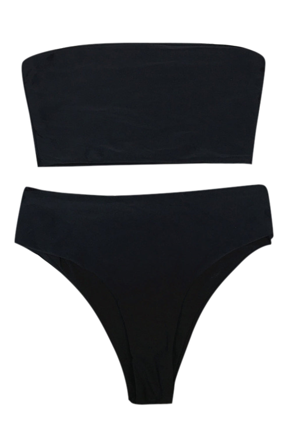 Iyasson Solid Color Plain Strapless Bikini Set