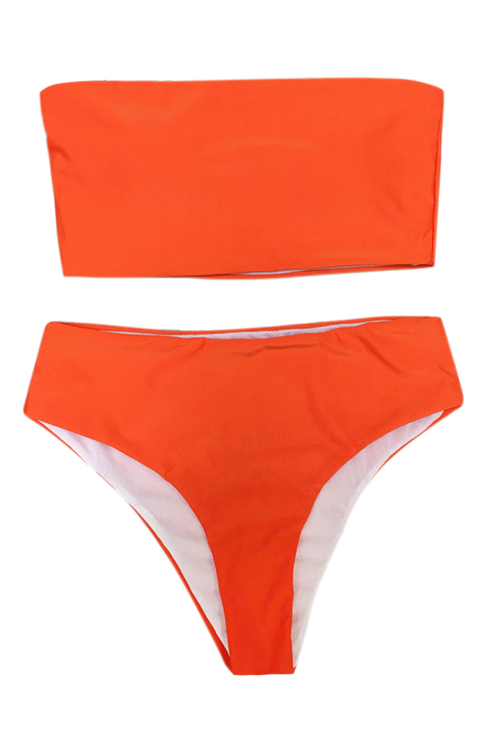 Iyasson Solid Color Plain Strapless Bikini Set