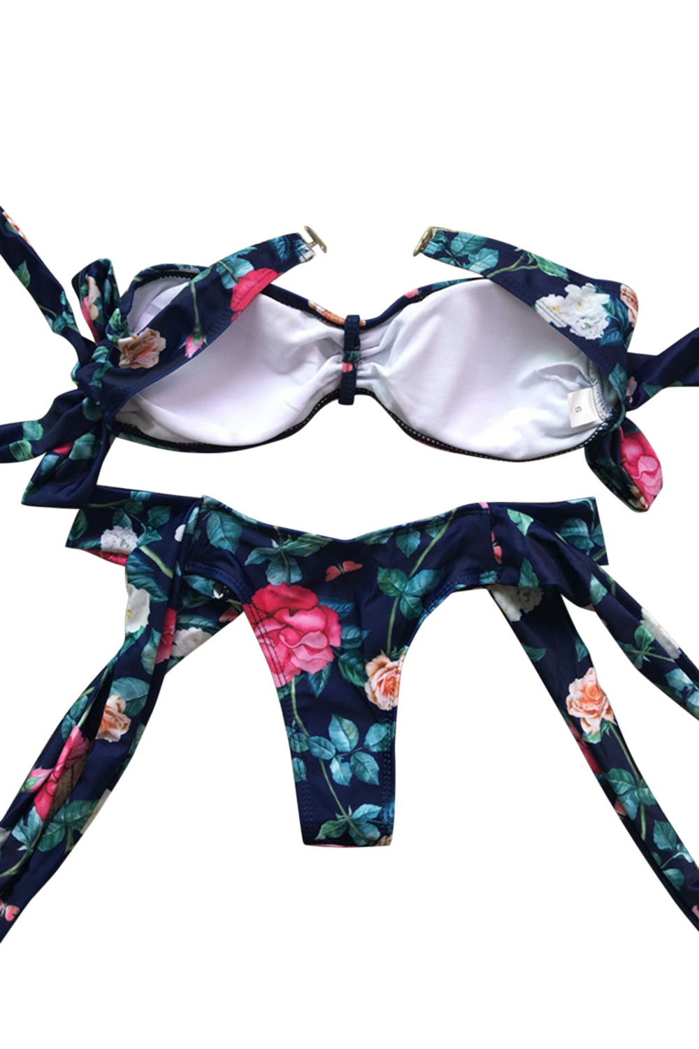 Iyasson Flower Printing Off-shoulder Design Tropical swimsuit