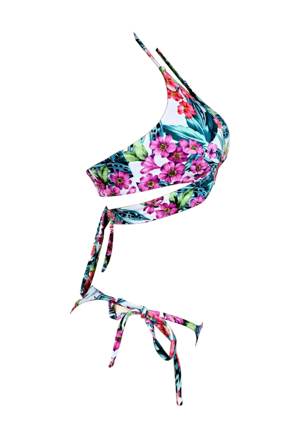 Iyasson Tropical Flower Printing Halter Swimsuit