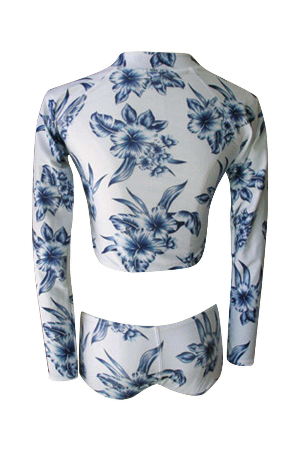 Iyasson White Trendy Sport Style Floral Printing Swimsuit
