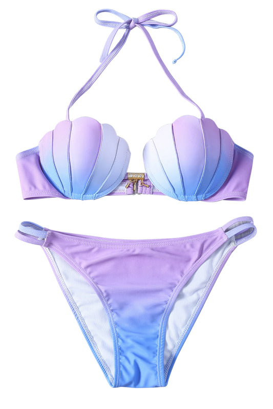 Iyasson Charming Mermaid shell trendy color bikini swimsuit