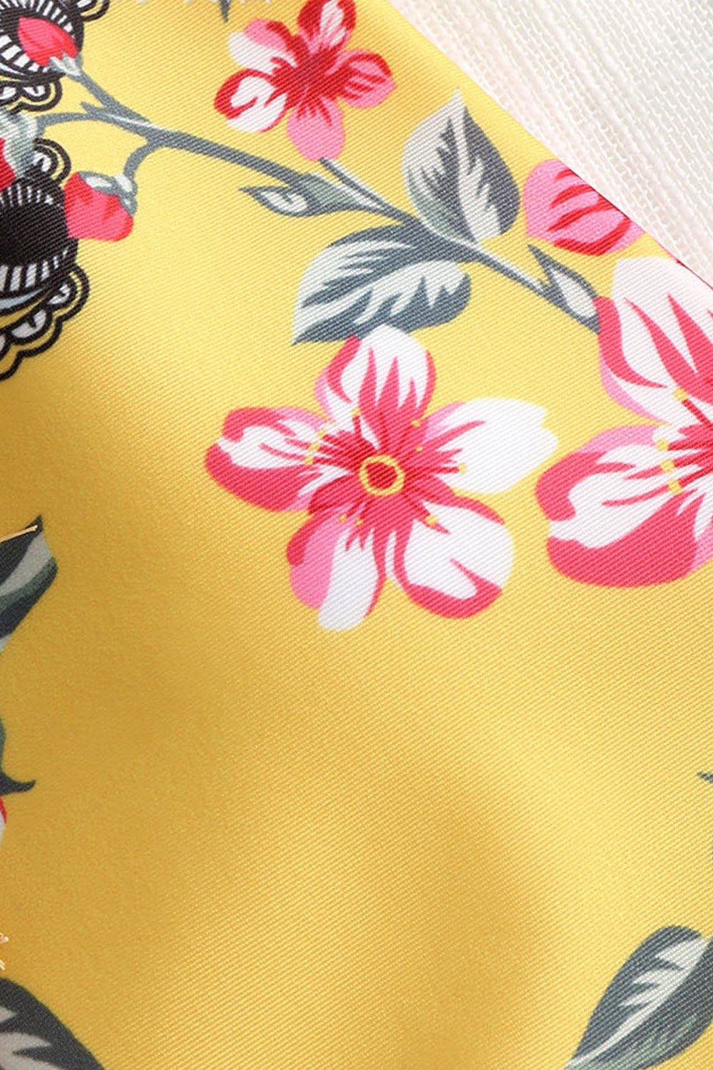 Iyasson Sexy Yellow Floral Printing Swimwear