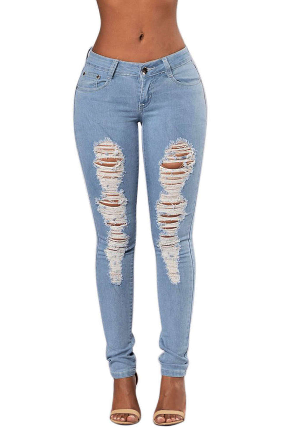 Iyasson Women's Low Rise Ripped Jeans