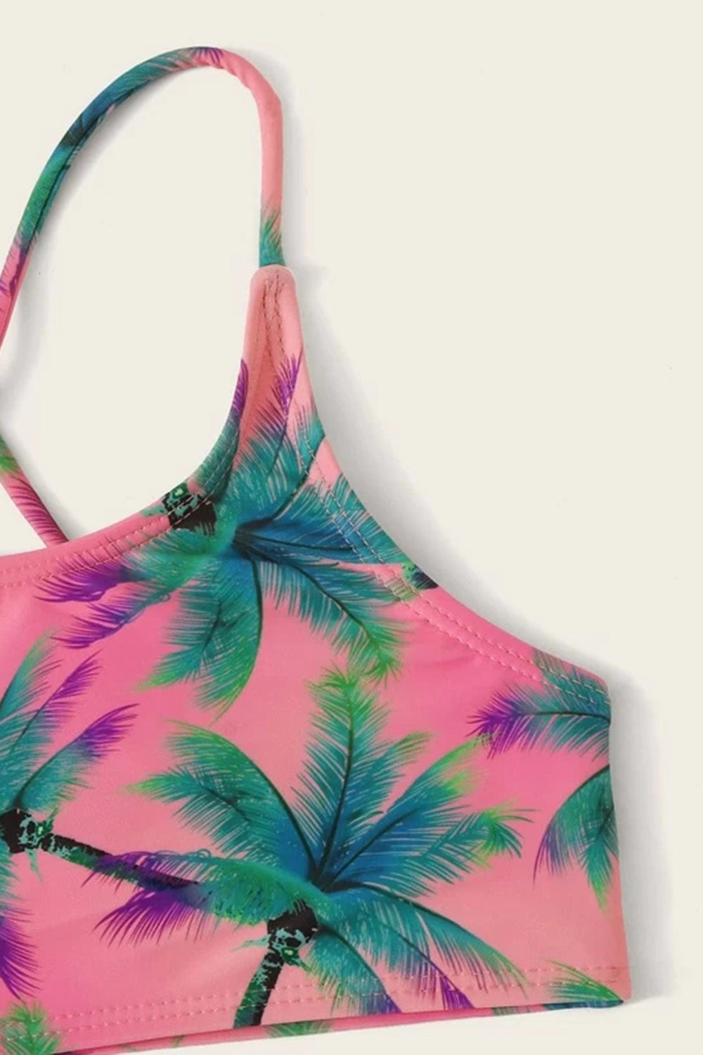 Girls Palm Tree Print Criss Cross Bikini Set