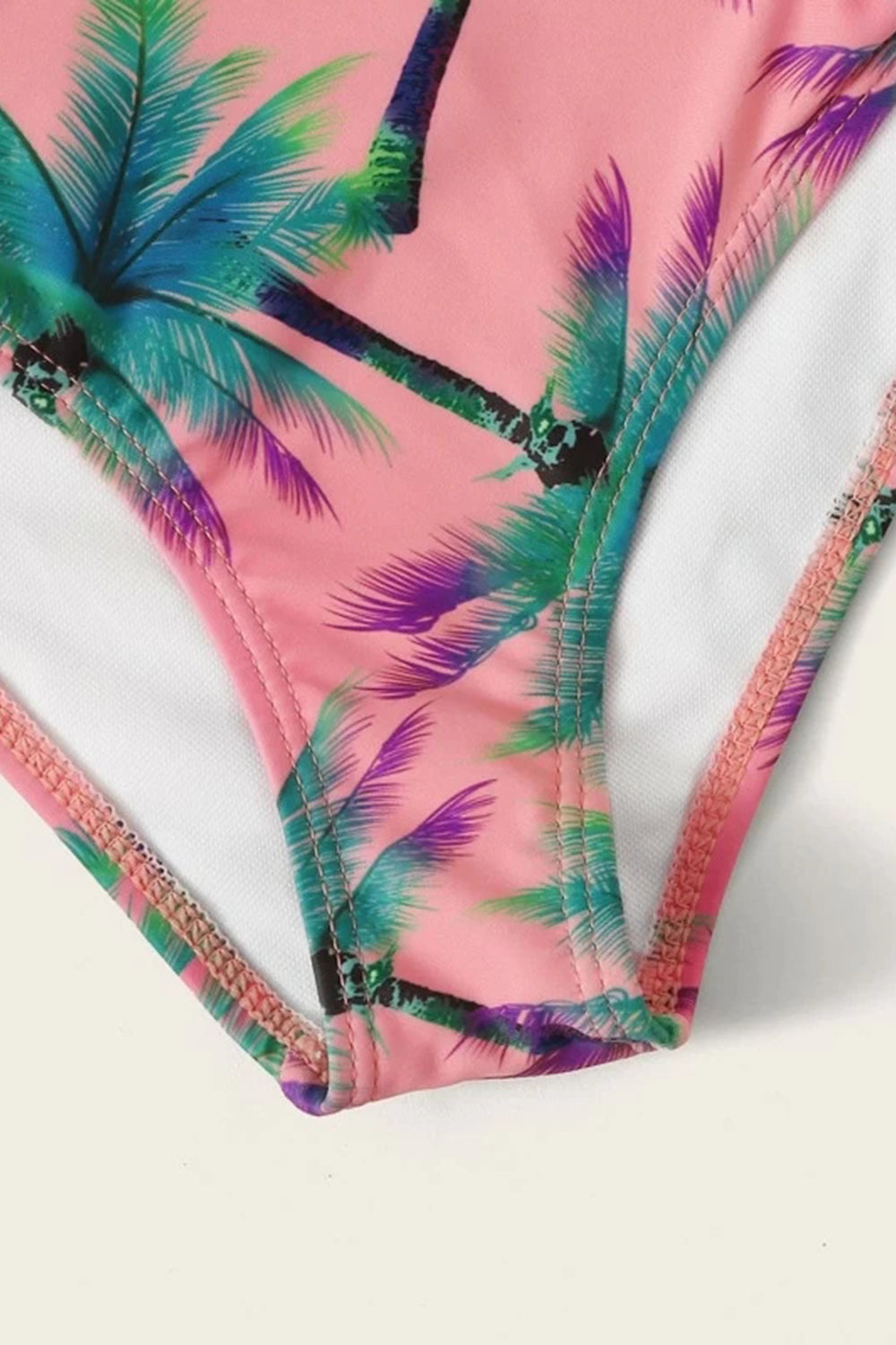 Girls Palm Tree Print Criss Cross Bikini Set