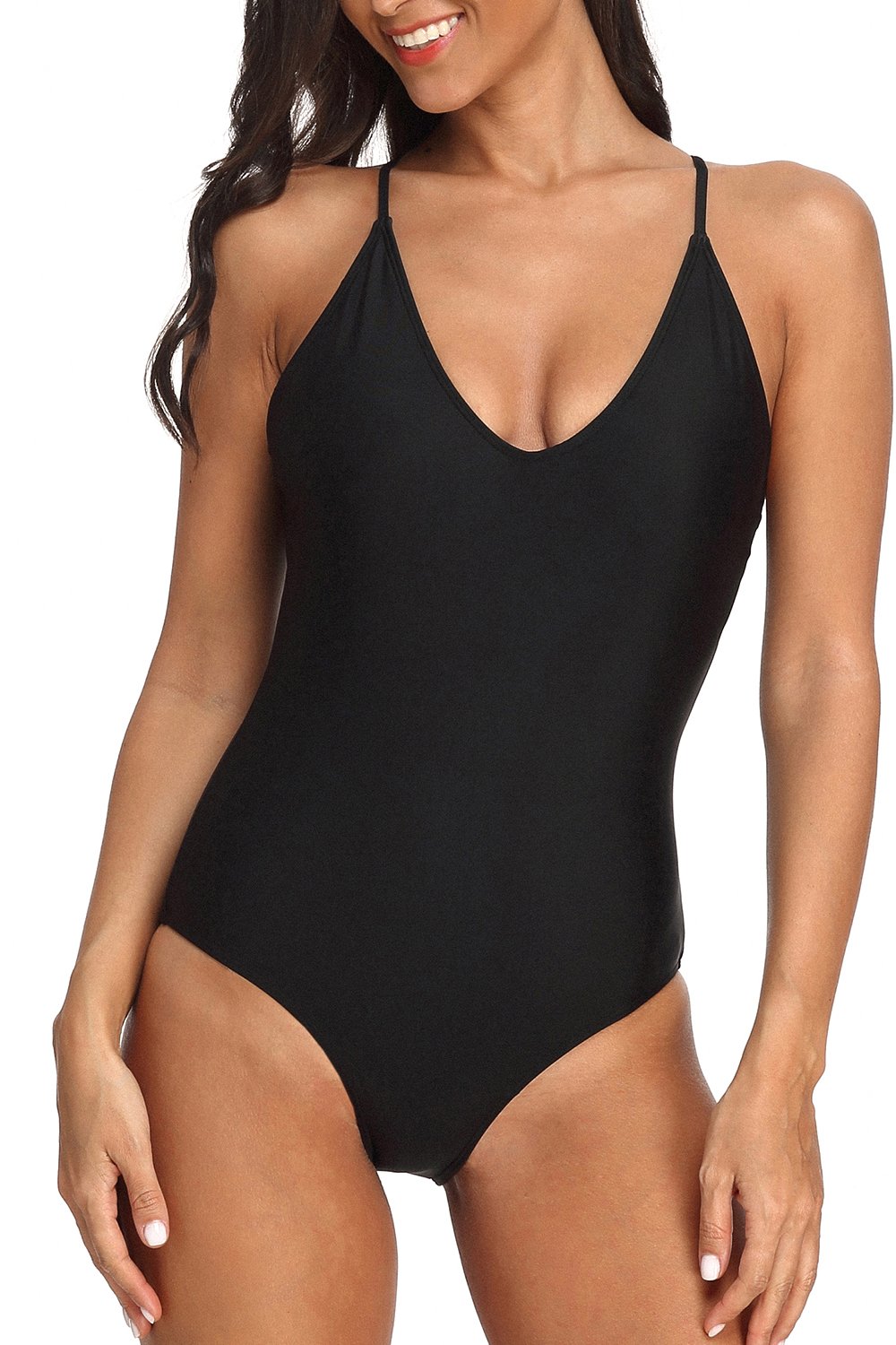 One Piece Swimsuit for Women Sexy V-Neck Bathing Suit Cute Swimwear